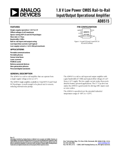 1.8 V Low Power CMOS Rail-to-Rail Input/Output Operational Amplifier AD8515
