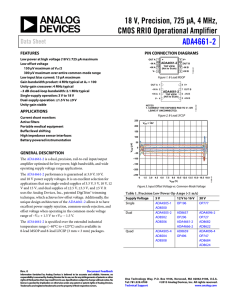 ADA4661-2 18 V, Precision, 725 µA, 4 MHz, CMOS RRIO Operational Amplifier