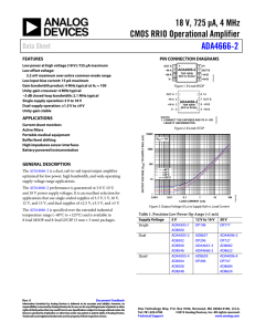 18 V, 725 µA, 4 MHz  CMOS RRIO Operational Amplifier ADA4666-2