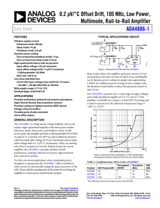 0.2 µV/°C Offset Drift, 105 MHz, Low Power, Multimode, Rail-to-Rail Amplifier ADA4806-1