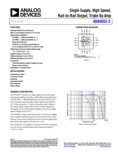 Single Supply, High Speed, Rail-to-Rail Output, Triple Op Amp ADA4855-3 Data Sheet