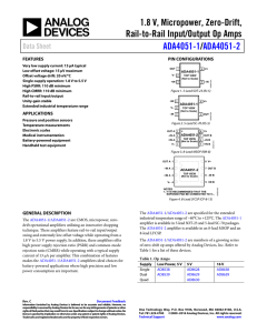 1.8 V, Micropower, Zero-Drift, Rail-to-Rail Input/Output Op Amps / ADA4051-1