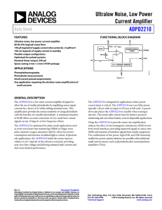 Ultralow Noise, Low Power Current Amplifier ADPD2210 Data Sheet