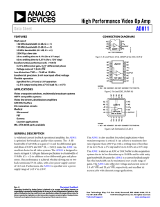 High Performance Video Op Amp AD811 Data Sheet FEATURES