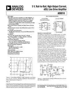 a 5 V, Rail-to-Rail, High-Output Current, xDSL Line Drive Amplifier AD8018