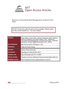 Barriers to Household Risk Management: Evidence from India Please share