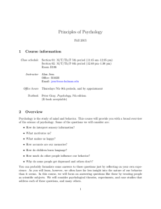 Principles of Psychology 1 Course information Fall 2015