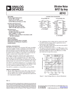 Ultralow Noise BiFET Op Amp AD743 √