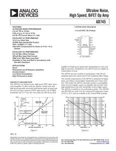 a Ultralow Noise, High Speed, BiFET Op Amp AD745