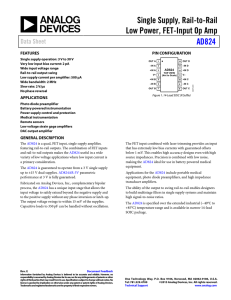 Single Supply, Rail-to-Rail Low Power, FET-Input Op Amp  AD824