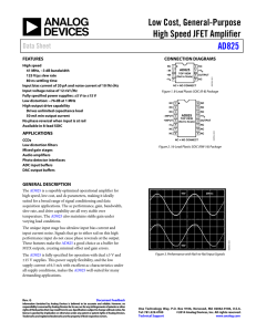 Low Cost, General-Purpose High Speed JFET Amplifier AD825 Data Sheet