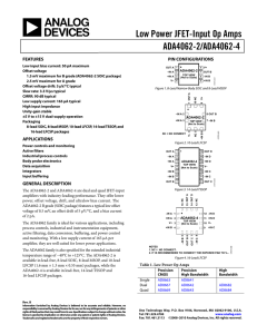 Low Power JFET-Input Op Amps ADA4062-2/ADA4062-4  FEATURES