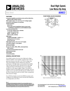 Dual High Speed, Low Noise Op Amp AD8022 Data Sheet