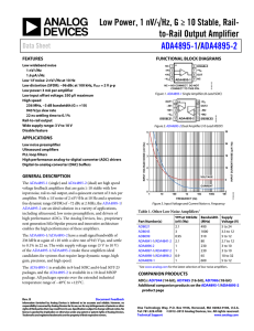 Low Power, 1 nV/√Hz, G ≥ 10 Stable, Rail- /