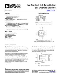 Low Cost, Dual, High Current Output Line Driver with Shutdown ADA4310-1 Data Sheet