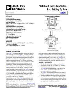 Wideband, Unity-Gain Stable, Fast Settling Op Amp  AD841