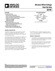 Ultralow Offset Voltage Dual Op Amp AD708