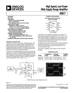 a High Speed, Low Power Wide Supply Range Amplifier AD817