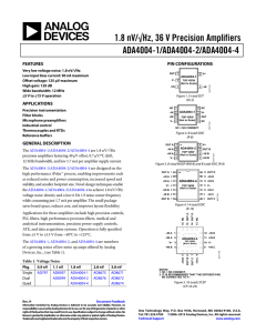 1.8 nV/√Hz, 36 V Precision Amplifiers ADA4004-1/ADA4004-2/ADA4004-4  FEATURES