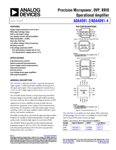 Precision Micropower, OVP, RRIO Operational Amplifier / ADA4091-2