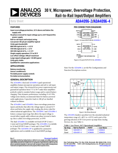 30 V, Micropower, Overvoltage Protection, Rail-to-Rail Input/Output Amplifiers /