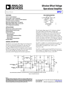 Ultralow Offset Voltage Operational Amplifier OP07 Data Sheet