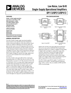 Low Noise, Low Drift Single-Supply Operational Amplifiers OP113/OP213/OP413