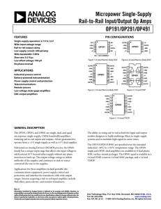 Micropower Single-Supply Rail-to-Rail Input/Output Op Amps OP191/OP291/OP491