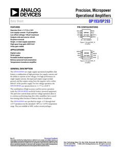 Precision, Micropower Operational Amplifiers /