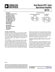 Dual Bipolar/JFET, Audio Operational Amplifier OP275