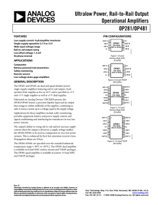 Ultralow Power, Rail-to-Rail Output Operational Amplifiers OP281/OP481