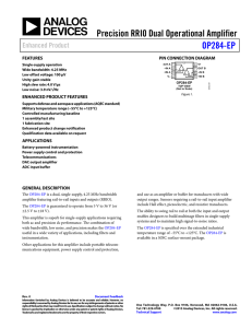 Precision RRI0 Dual Operational Amplifier  OP284-EP Enhanced Product