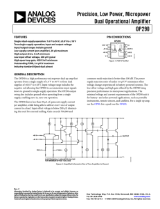 Precision, Low Power, Micropower Dual Operational Amplifier OP290