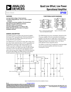 Quad Low Offset, Low Power Operational Amplifier OP400 Data Sheet