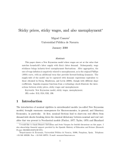 Sticky prices, sticky wages, and also unemployment Miguel Casares January 2008