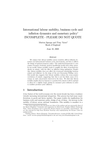 International labour mobility, business cycle and inflation dynamics and monetary policy