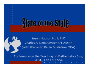Susan Hudson Hull, PhD Charles A. Dana Center, UT Austin