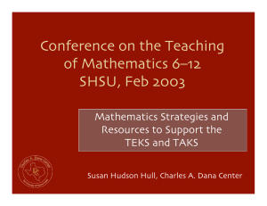 Conference on the Teaching of Mathematics 6–12 SHSU, Feb 2003 Mathematics Strategies and