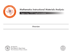 Mathematics Instructional Materials Analysis: Supporting TEKS Implementation Overview