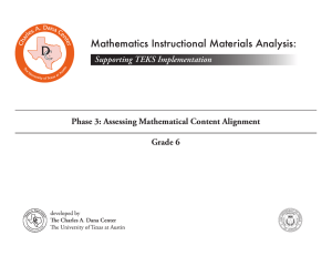 Mathematics Instructional Materials Analysis: Supporting TEKS Implementation Grade 6