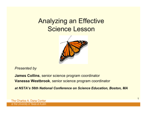 Analyzing an Effective Science Lesson Presented by James Collins