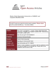 Redox State-Dependent Interaction of HMGB1 and Cisplatin-Modified DNA Please share