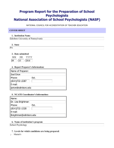 Program Report for the Preparation of School Psychologists