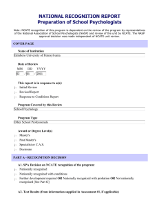 NATIONAL RECOGNITION REPORT Preparation of School Psychologists