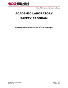 ACADEMIC LABORATORY SAFETY PROGRAM  Rose-Hulman Institute of Technology