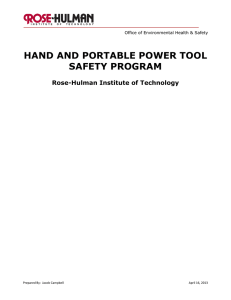 HAND AND PORTABLE POWER TOOL SAFETY PROGRAM Rose-Hulman Institute of Technology