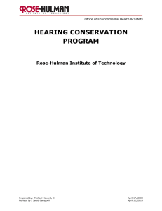 HEARING CONSERVATION PROGRAM  Rose-Hulman Institute of Technology