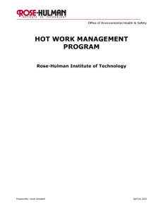 HOT WORK MANAGEMENT PROGRAM Rose-Hulman Institute of Technology