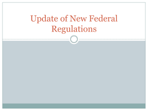 Update of New Federal Regulations