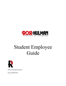 Student Employee Guide  Office of Human Resources